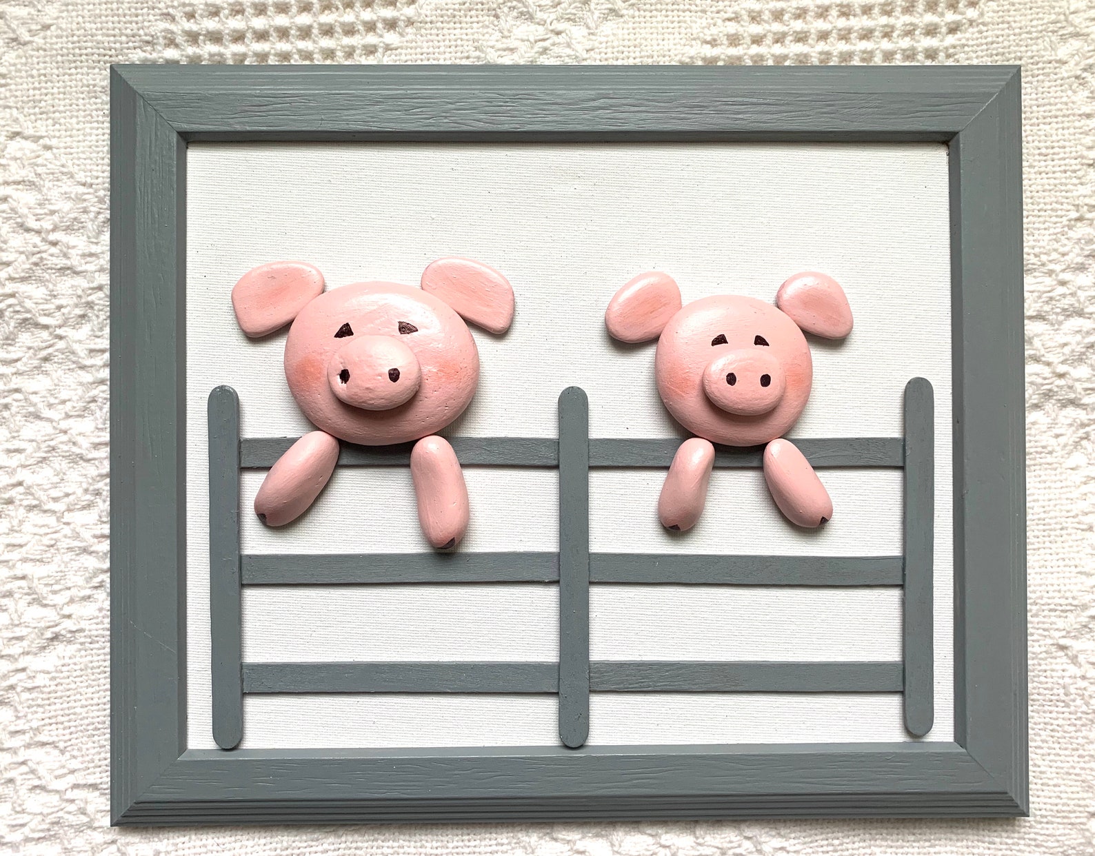 Pig wall art pig pebble art pig decor pig theme pig stone Etsy