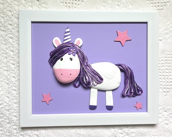 Handmade Stone Unicorn Wall Art, Lake Ontario Pebble Art