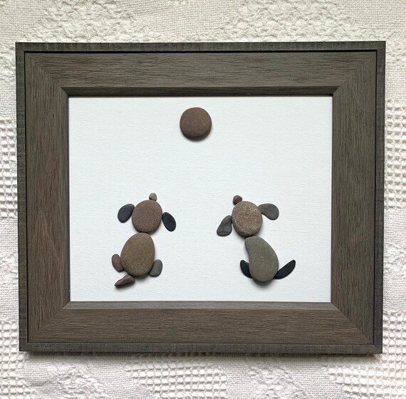 Dog pebble art dog lover gift framed pebble art dogs Etsy