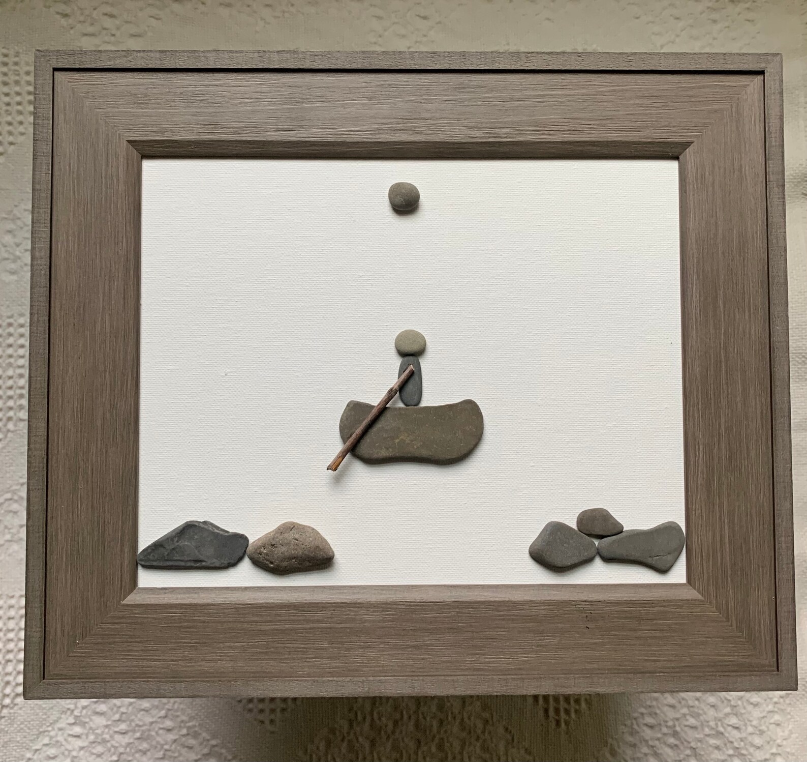 Canoe Decor, Canoe Pebble Art, Canoe Wall Art, Canoe Wall Hanging