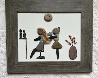 Hair Stylist Pebble Art, Unique Hair Salon Wall Decor