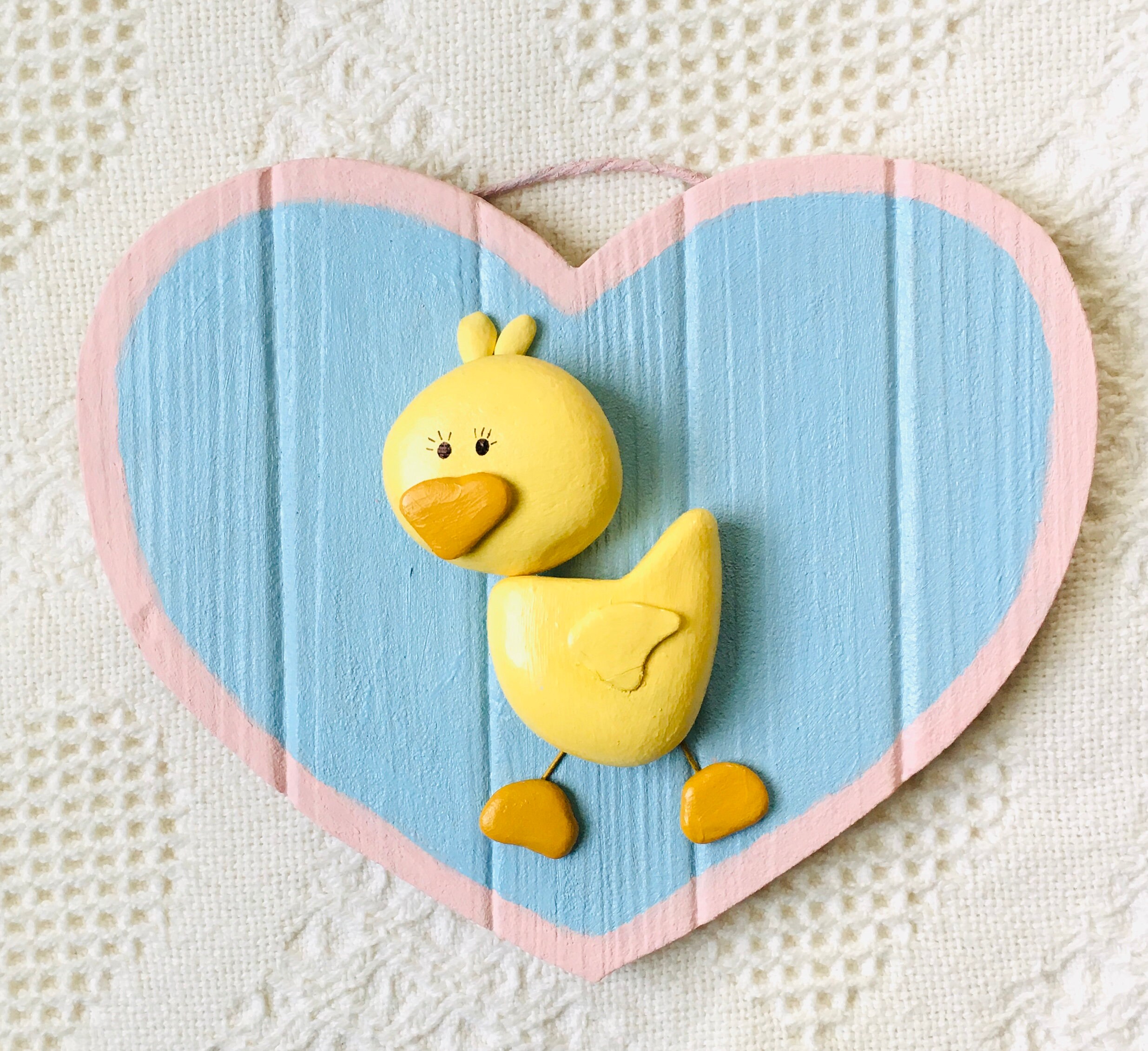 Baby Duck Wall Art Baby Duck Decor Painted Pebble Art Heart Etsy