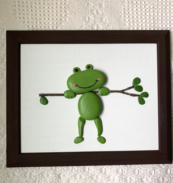 Attracktive frog decor for baby room Frog Pebble Art Decor Nursery Wall Hanging Kids Room Etsy