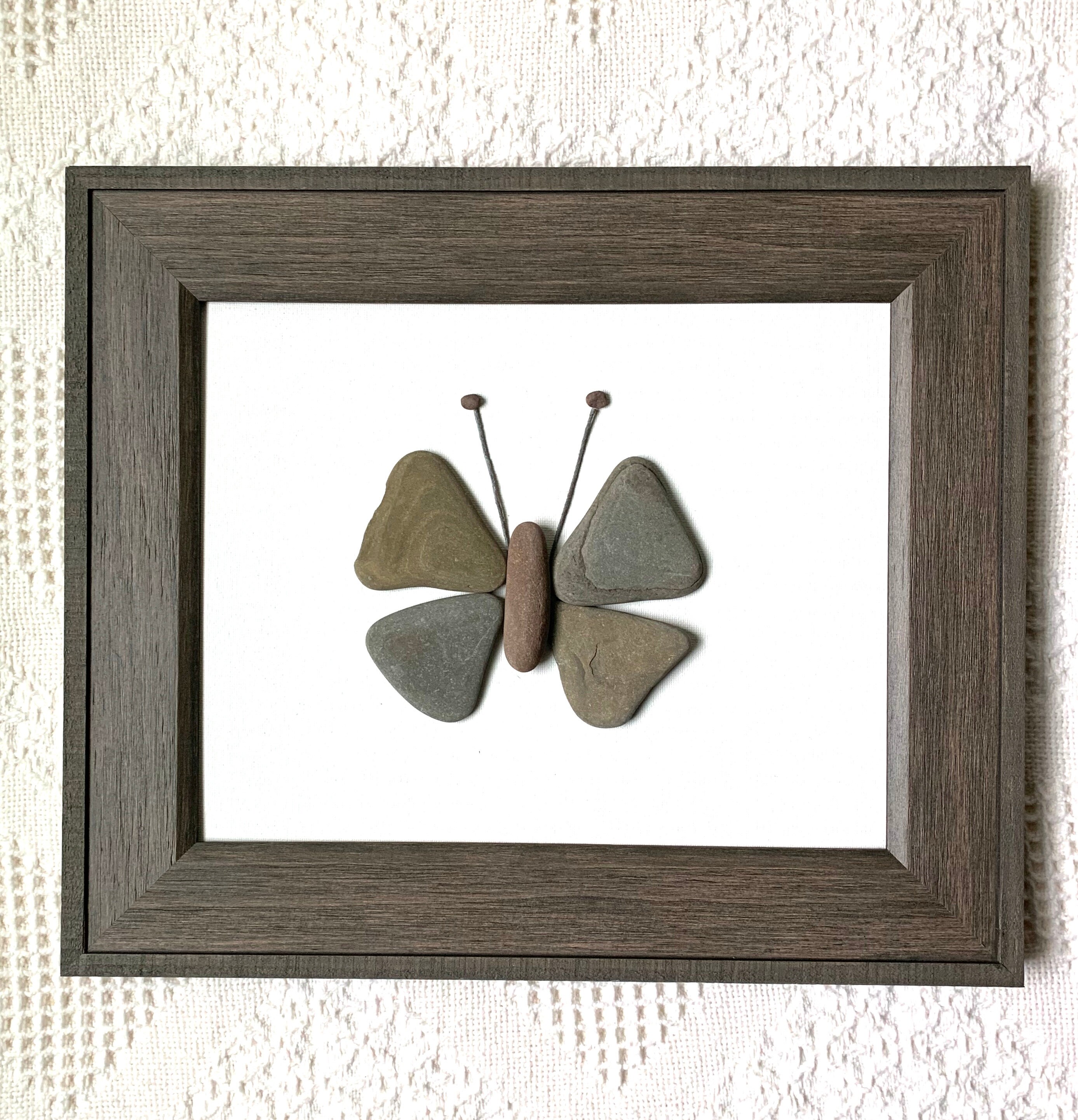 Butterfly Stone Art Butterfly Pebble Art Framed Pebble Art - Etsy