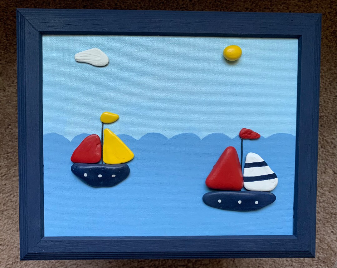 sailboat pebble art