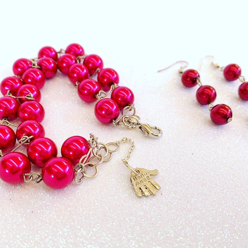 Ruby sunset earrings /& bracelet set handmadejewelry #dangleearrings#beadsjewelry Please note the colours may vary due to the lighting