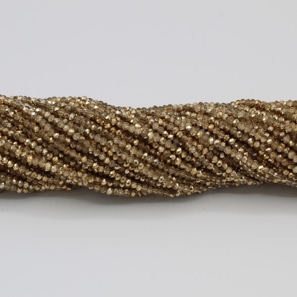 Metallic Half Gold 1mm 2mm 3mm 6mm and 8mm Glass Roundel Rondelle Chinese Cut Crystal faceted Bead