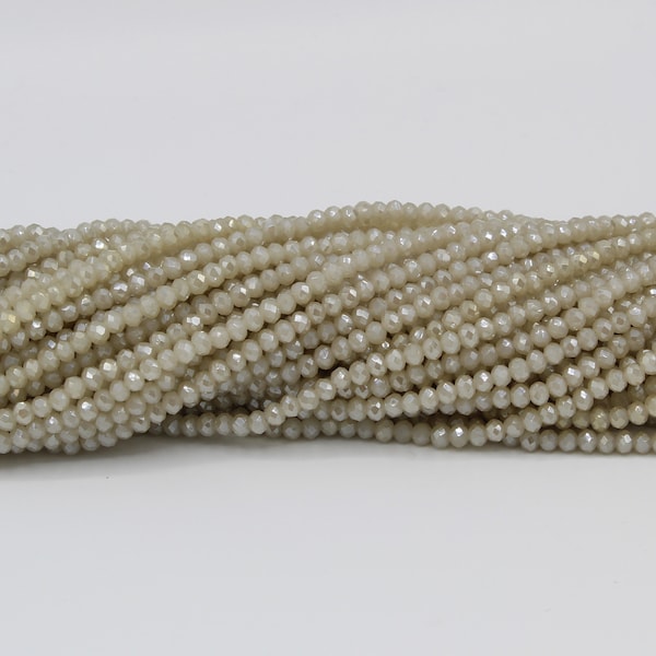 White Sand Light Beige Opaque 2mm 3mm 4mm 6mm 8mm Glass Rondelle Roundel High Quality Chinese Cut Crystal faceted Bead