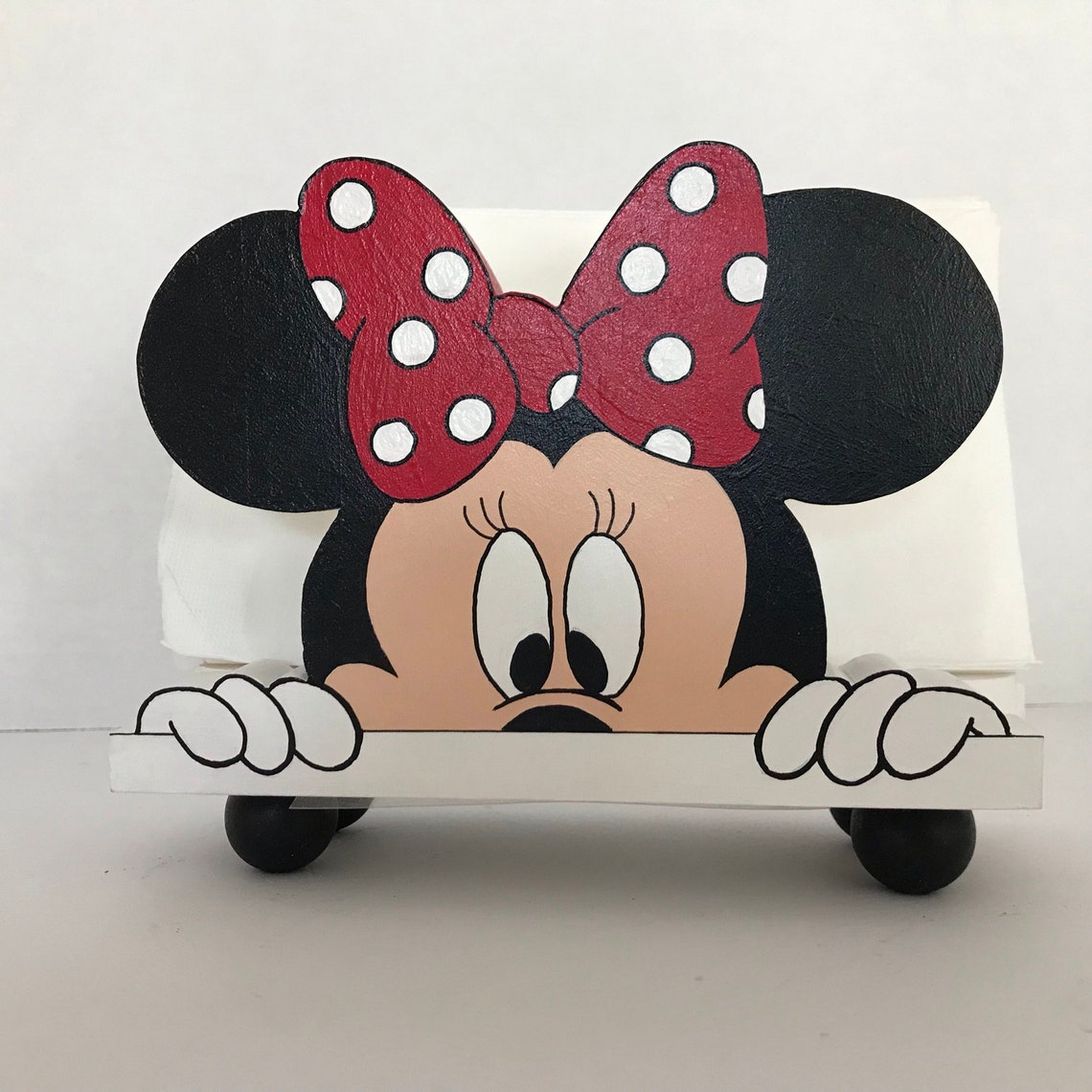 Disney Peeking Minnie Mickey Napkin Holder Etsy