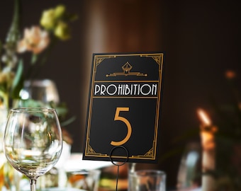 DESIGN ONLY Große Gatsby Tischnummern | Goldene 20er Jahre Vintage Retro Art Deco Dekorative Tischnamen
