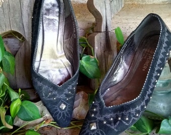 Studded Black Suede Flats by Donald J Pliner Couture Etsy Canada