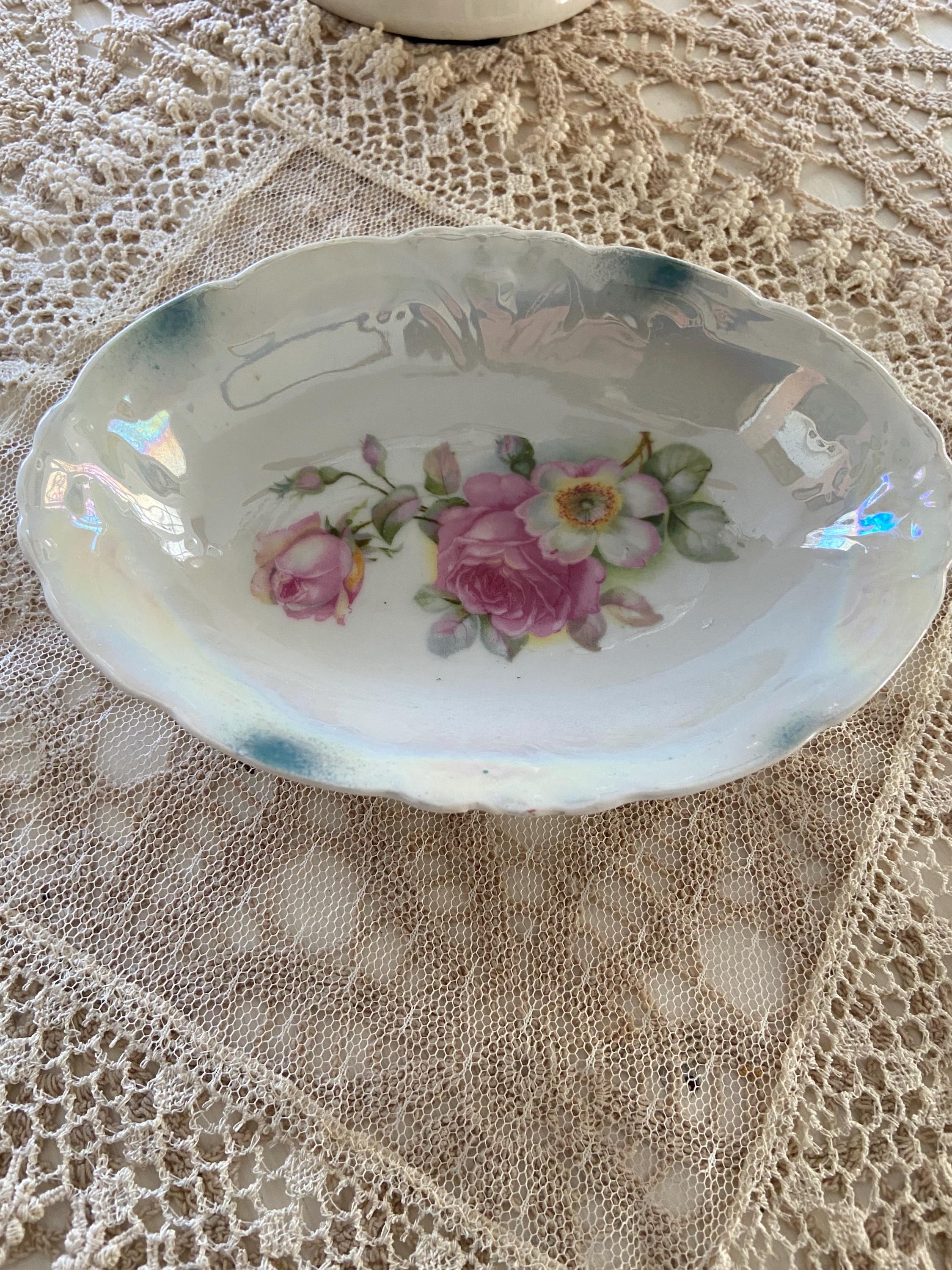 Bavaria Porcelain Roses Shabby Chic Soap Trinket Dish