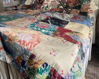 Patchwork Quilt Hand Stitched and Tied Floral Never Used