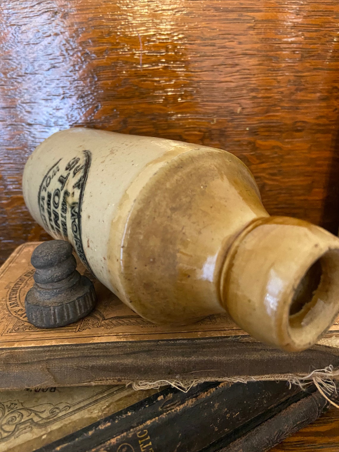 Old English Stoneware Beer Crock Bottle J.T. Morris & Sons Etsy