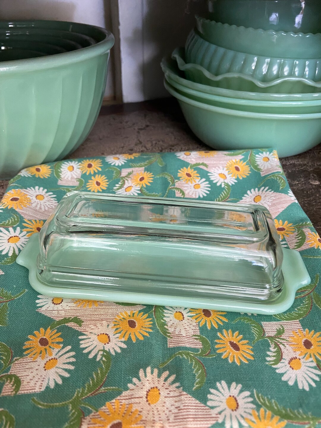 Rare Vintage Fire King Jadeite Butter Dish With Cover Lid Etsy
