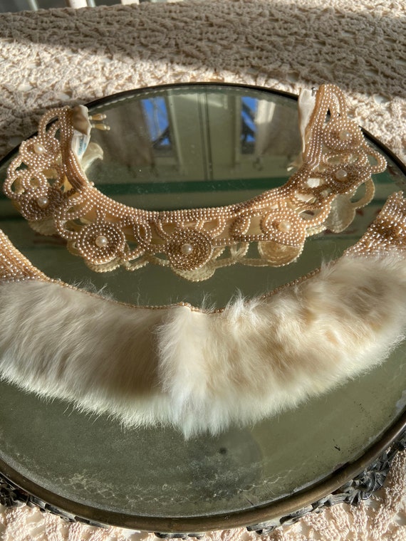 Two Gorgeous Vintage Beaded Fur Necklace Collar 19