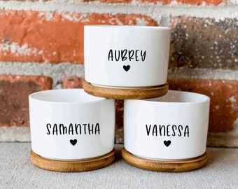 Maceta para suculentas con nombre personalizado, regalo para pedirle a una dama de honor que sea su novia, maceta pequeña, maceta de cerámica, regalo de agradecimiento para profesores, maceta personalizada para cactus.