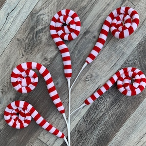 Christmas Spray, Stripe, Red & White, Curly Spray, Christmas Spray, Floral Stem, Floral Spray, 30”