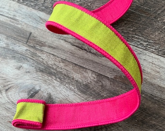 Lime & Pink Wired Ribbon - 1" Designer Farrisilk