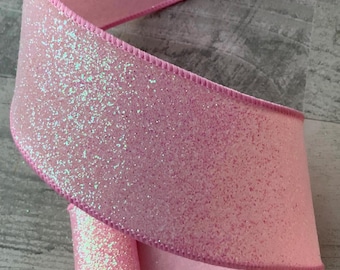 Light Pink Sugar Frost Ribbon: 2.5" x 10 Yards, Wired Farrisilk Ribbon