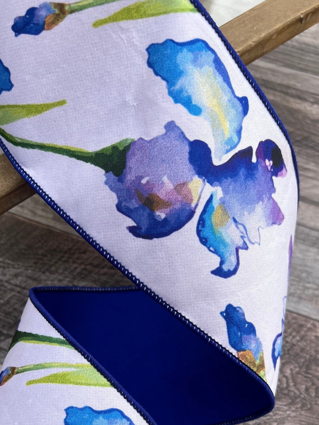 Iris Wired Ribbon: Vibrant Floral Designer Ribbon, 4 Inch, 10 Yards - Etsy