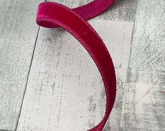 Hot Pink Velvet Wired Ribbon: .75" Designer Farrisilk