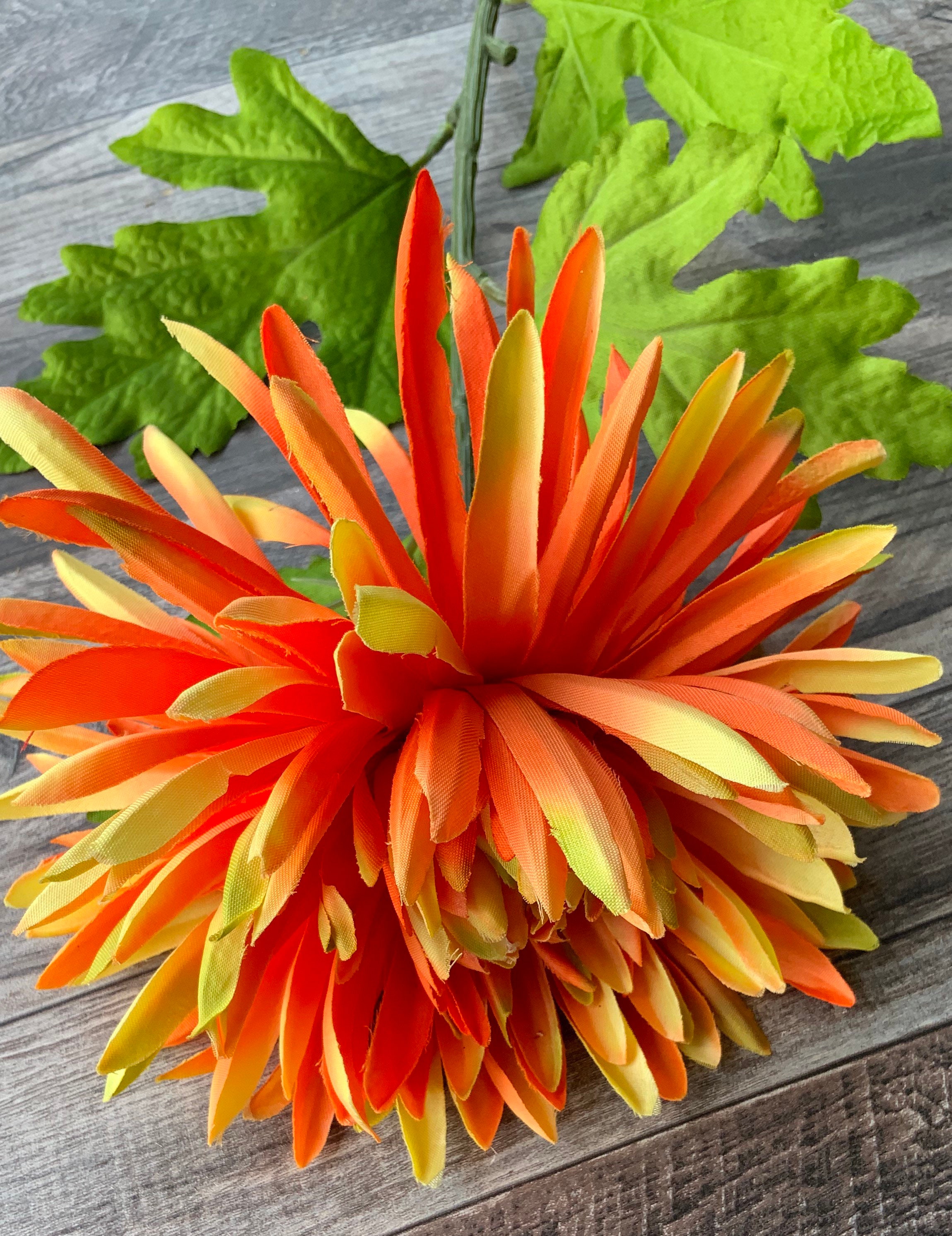 Chrysanthemum Floral Orange Stem Floral Stem Chrysanthemum Etsy