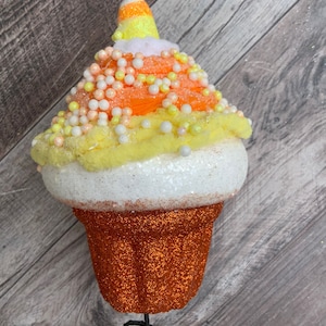 Cupcake Pick, Candy Corn, Candy Corn Cupcake, Halloween Candy, Halloween, Sweets, Pick, Stem, Floral, Halloween Decor, Length 18”