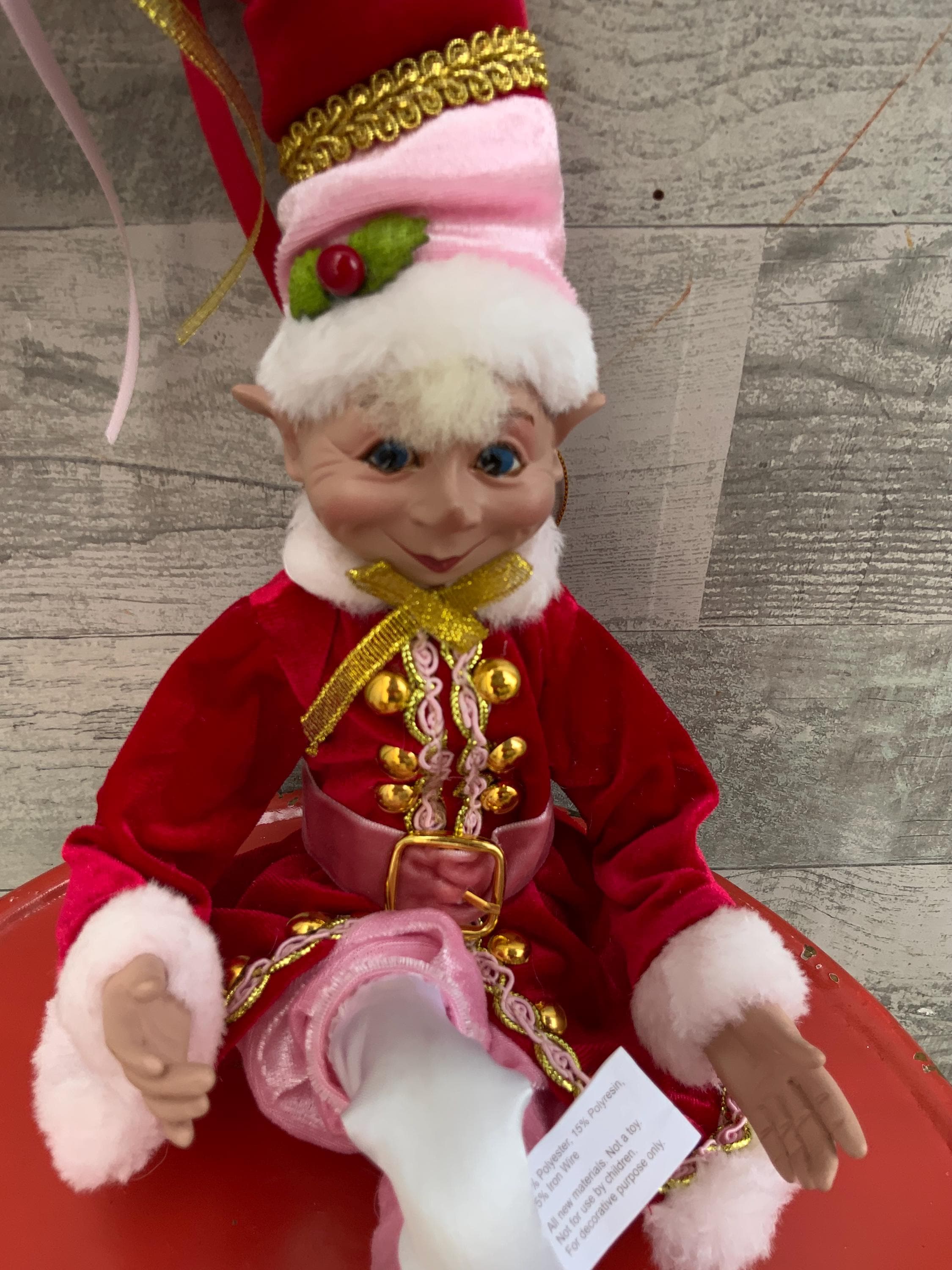 Elf, 16” Posable Elf, Pink & Red, Santa's Helper, Designer - Etsy