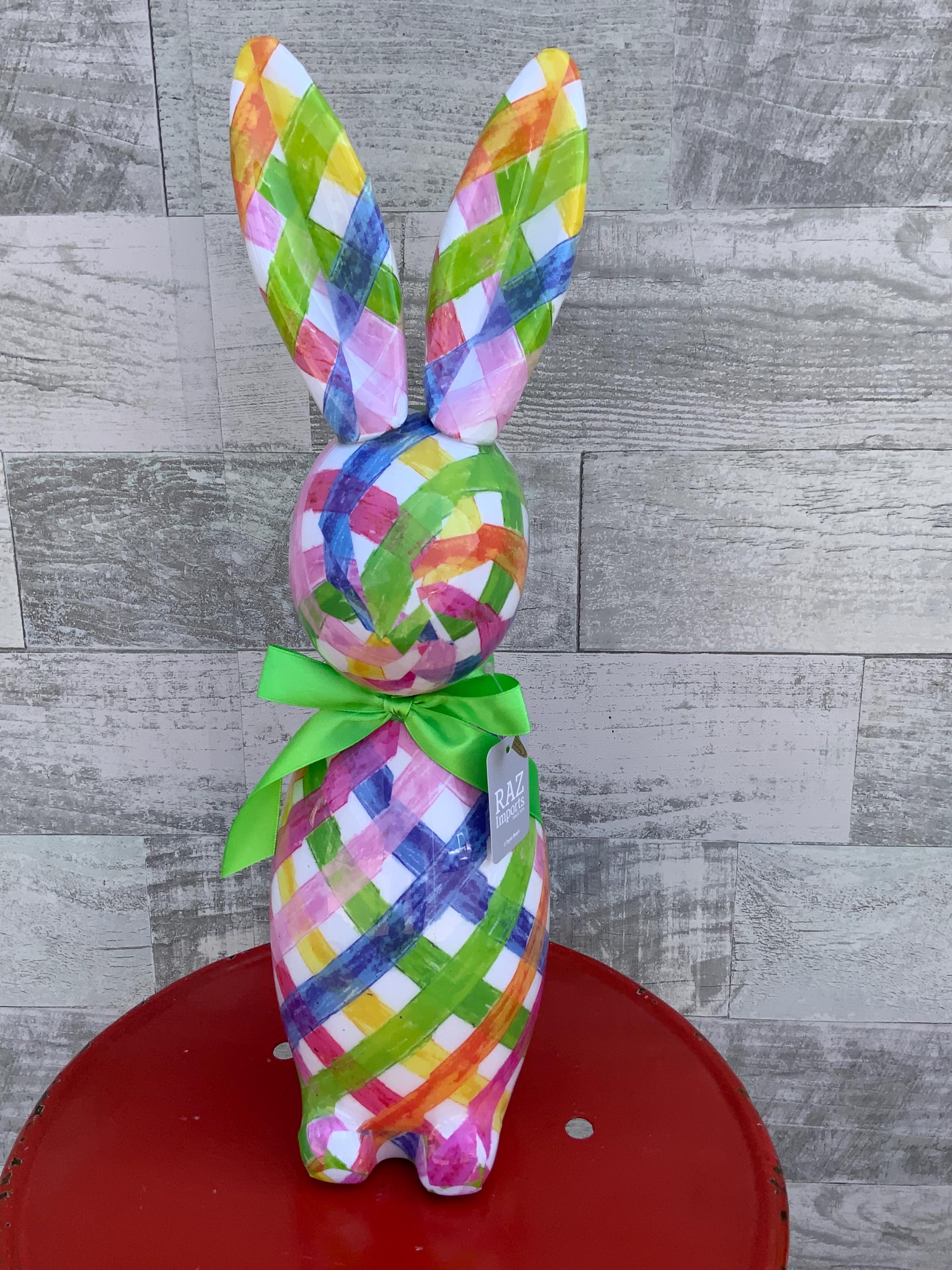 Weaving Rabbit Bunny, Rabbit, Plaid, Weave, Sweet Weave, Multicolor, 16” Raz, Designer ...