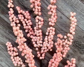 Blush Pink Glitter Berry Spray - 32" Floral Stem