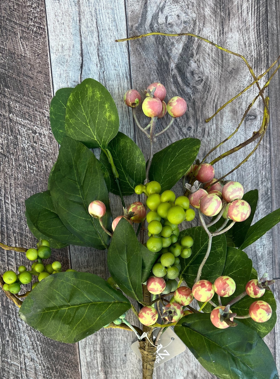 Berry Pick, Green & Pink Berries, Twigs, Floral Stem, Raz, 16 Etsy