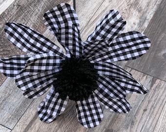 Gingham Sunflower Spray, Black & White Gingham, Gingham Floral