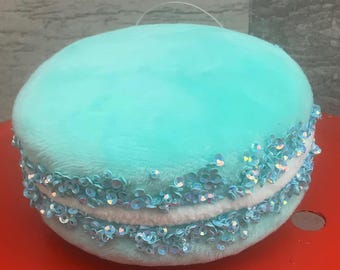 Macaroon, Hanging Ornament, 4”, Blue, Sweets, Fake Bake, Designer