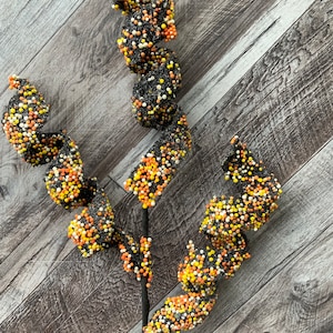 Spray, Sprinkles, Curly Spray, Black, Orange, Yellow & White, Candy Corn, 28”