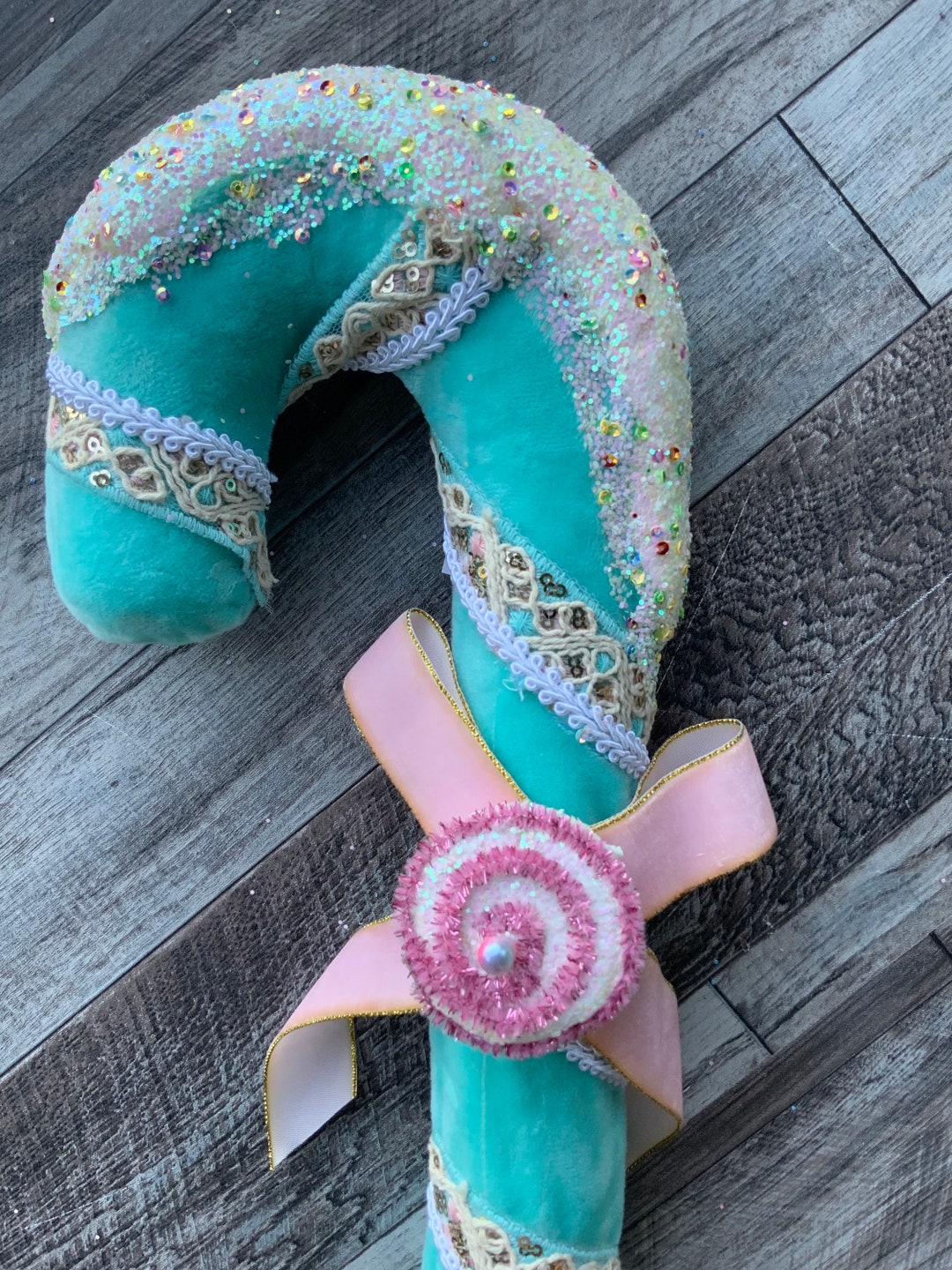 Candy Cane Blue Blue Candy Cane Pink Bow 14 Etsy