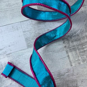 Turquoise & Hot Pink Wired Ribbon: Farrisilk Designer Luster Cord, 1.5 ...