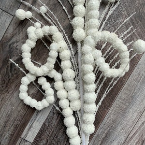 Curly Spray, White Curly Spray, Christmas Spray, Floral Stem, Floral Spray, 36”