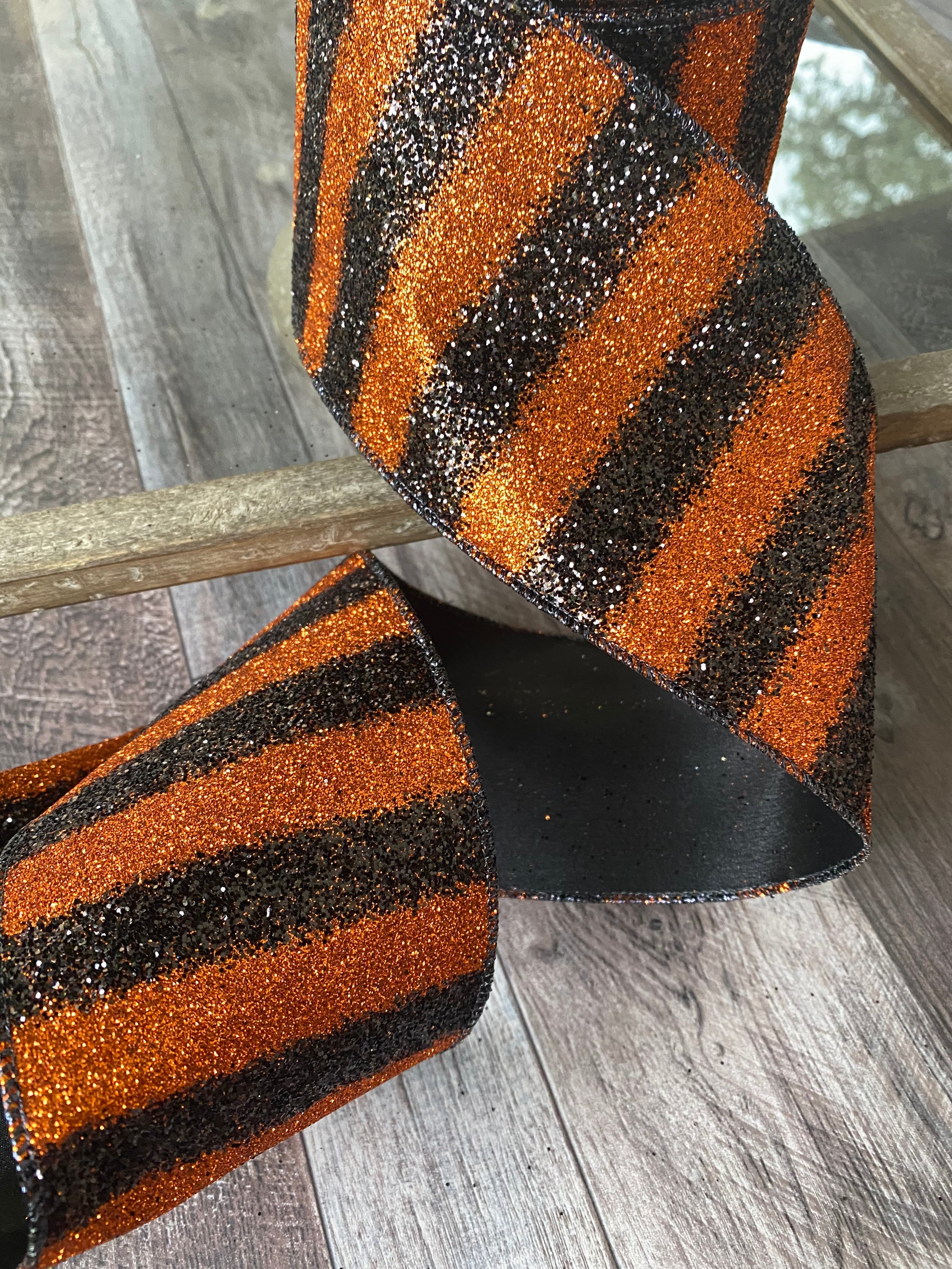 Halloween Ribbon Striped Ribbon Farrisilk Wired Ribbon Etsy UK