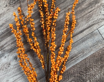 Orange Berry Fall Floral Spray, 32” Stem