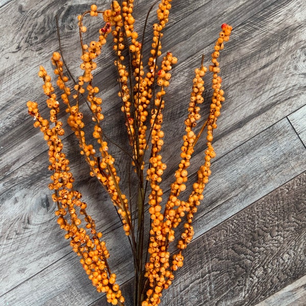 Berry Spray, Fall Floral, Fall Spray, Orange Berry Spray, Orange, 32”, Florals