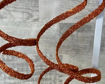 Orange Glitter Loop Spray - 39" Wispy Floral Stem
