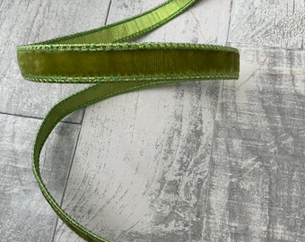 Lime Velvet Wired Ribbon - .75" Designer Farrisilk