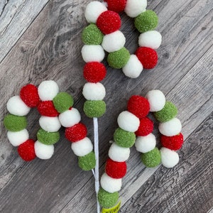Christmas Spray, Red, White & Green, Spiral Curly Spray, Christmas Spray, Floral Stem, Floral Spray, 28”