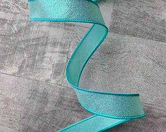10 Yards, .75 Inch, Light Blue Velvet Luster Wired Ribbon, Designer ...