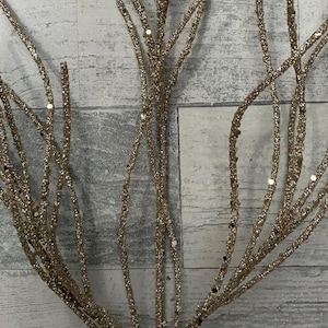 Champagne Glitter Twig Spray - 30&quot; Whimsical Decor