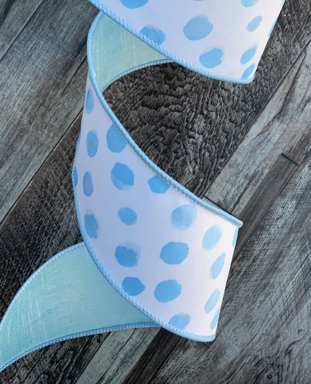 Blue Dashed Ribbon Blue Ribbon, Dots, Designer Ribbon, 2.5” X 10 Yards, Farrisilk, Wired ...