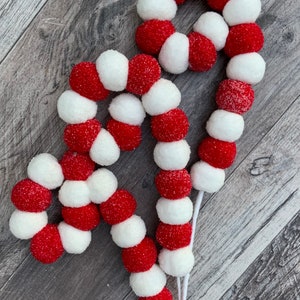 Christmas Spray, Red & White, Spiral Curly Spray, Christmas Spray, Floral Stem, Floral Spray, 28”