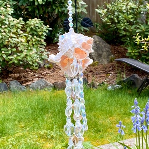 Seashell Chime: Coastal Beach Decor with Glass Beads