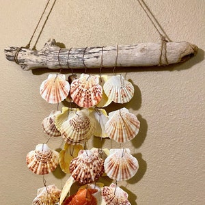 Driftwood Beach Mobile* Seashell Wind Chime*Driftwood Chime*Seashell Mobile*Driftwood Lawn Art*Seashell Art*Nautical Wind Chime